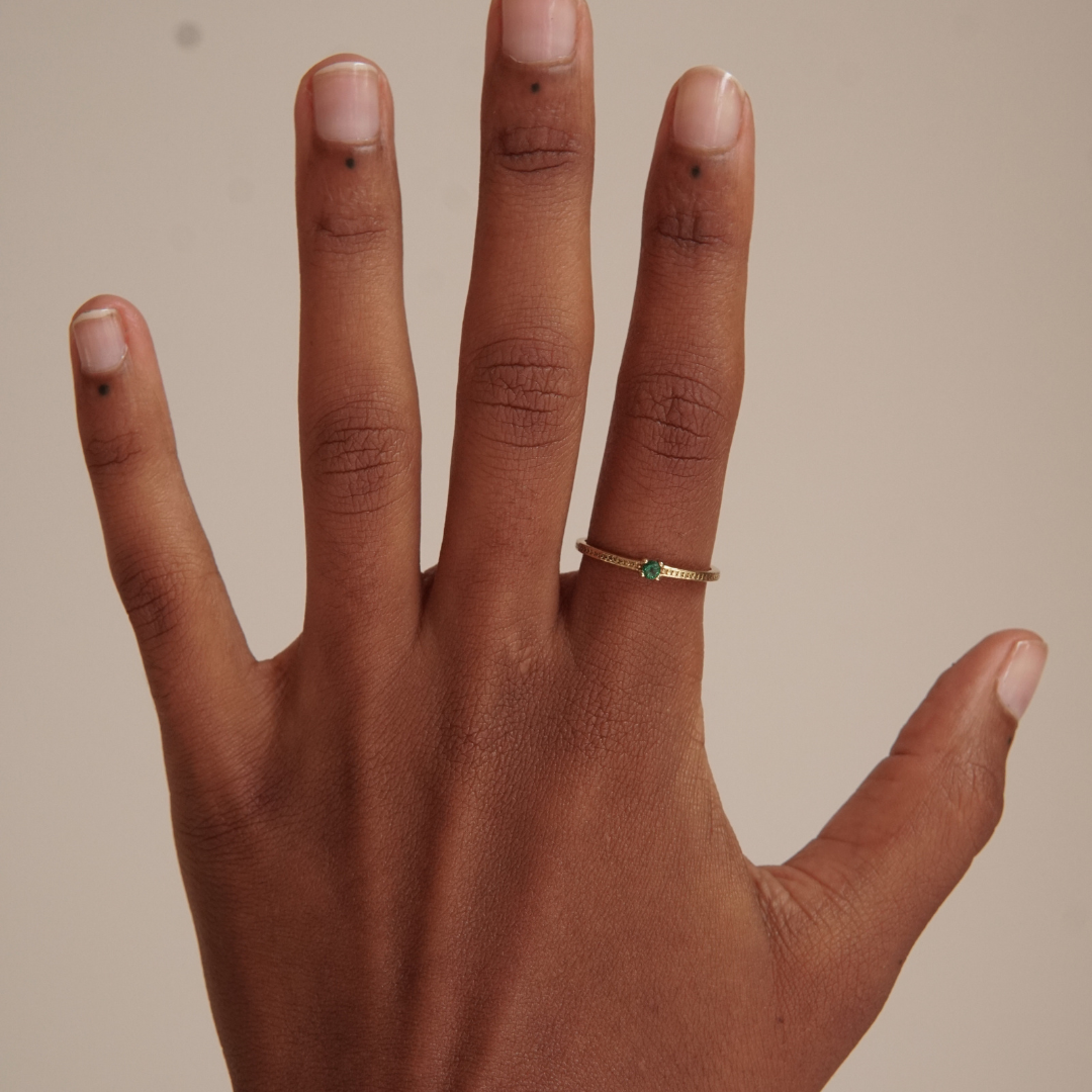 THE EMMA RING GREEN - Solid 14k yellow gold