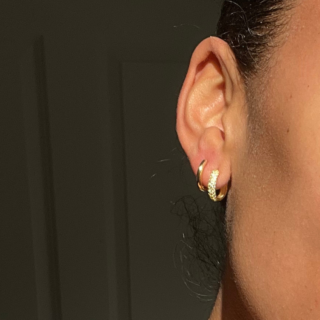 THE TREASURE HOOP SET MEDIUM - 18k gold vermeil