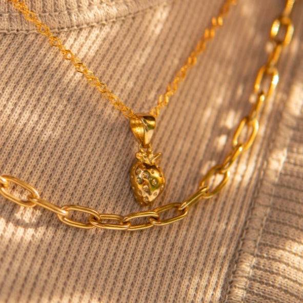 THE STRAWBERRY PENDANT - 18k gold plated