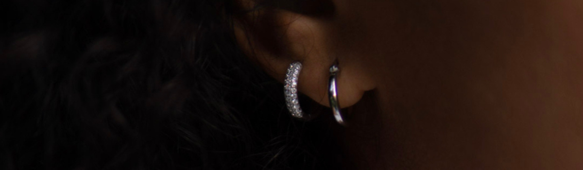 Silver hoop earrings, available as a earring set or on it's own