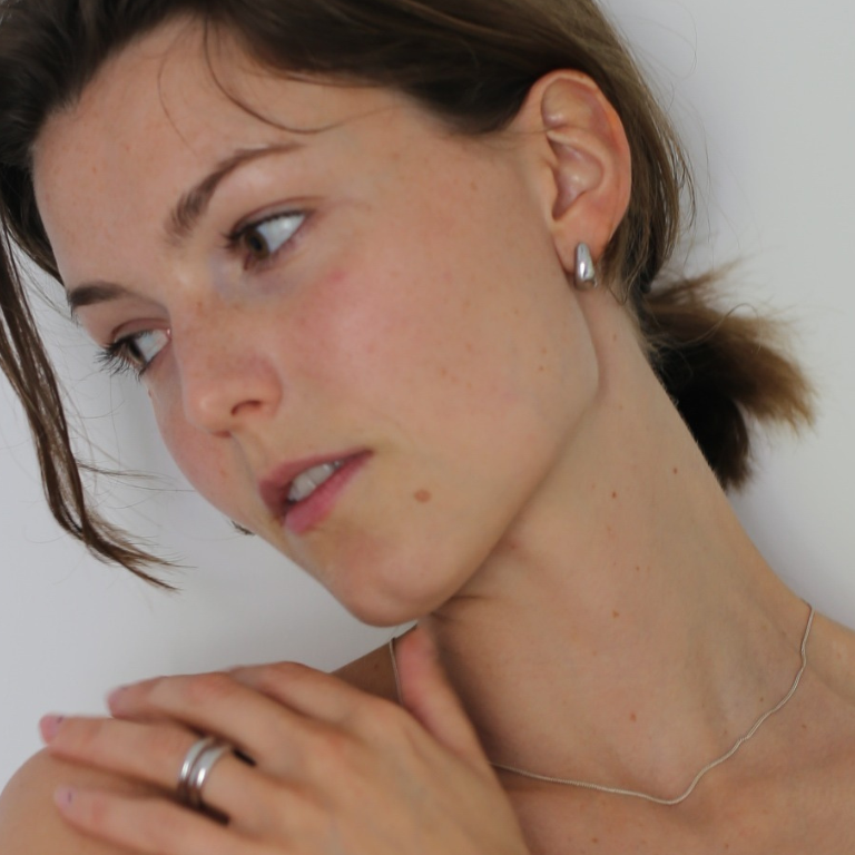 THE SAGE DOME HUGGIE HOOP - sterling silver