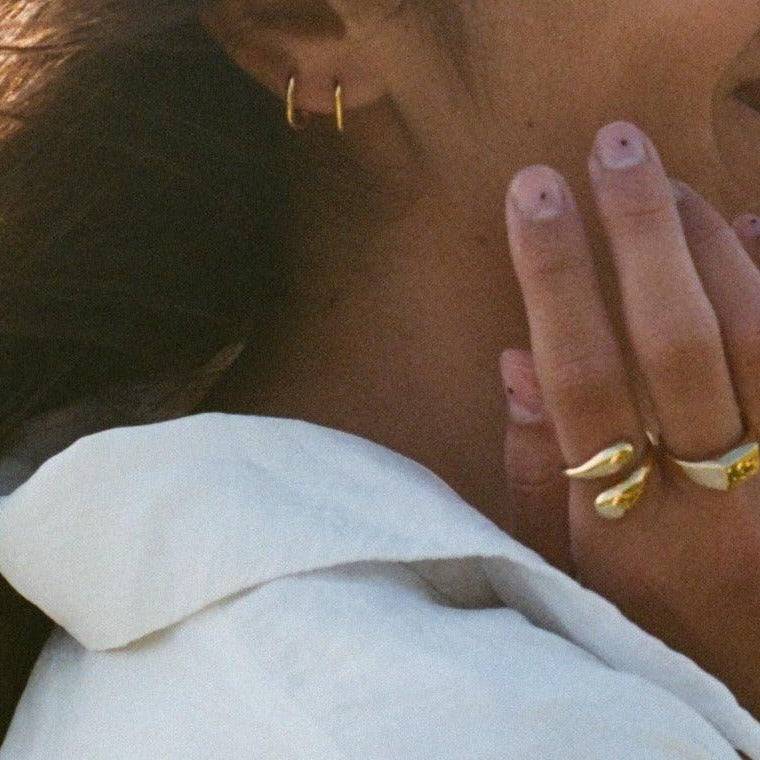 Small oval hoops, Sleeping earrings