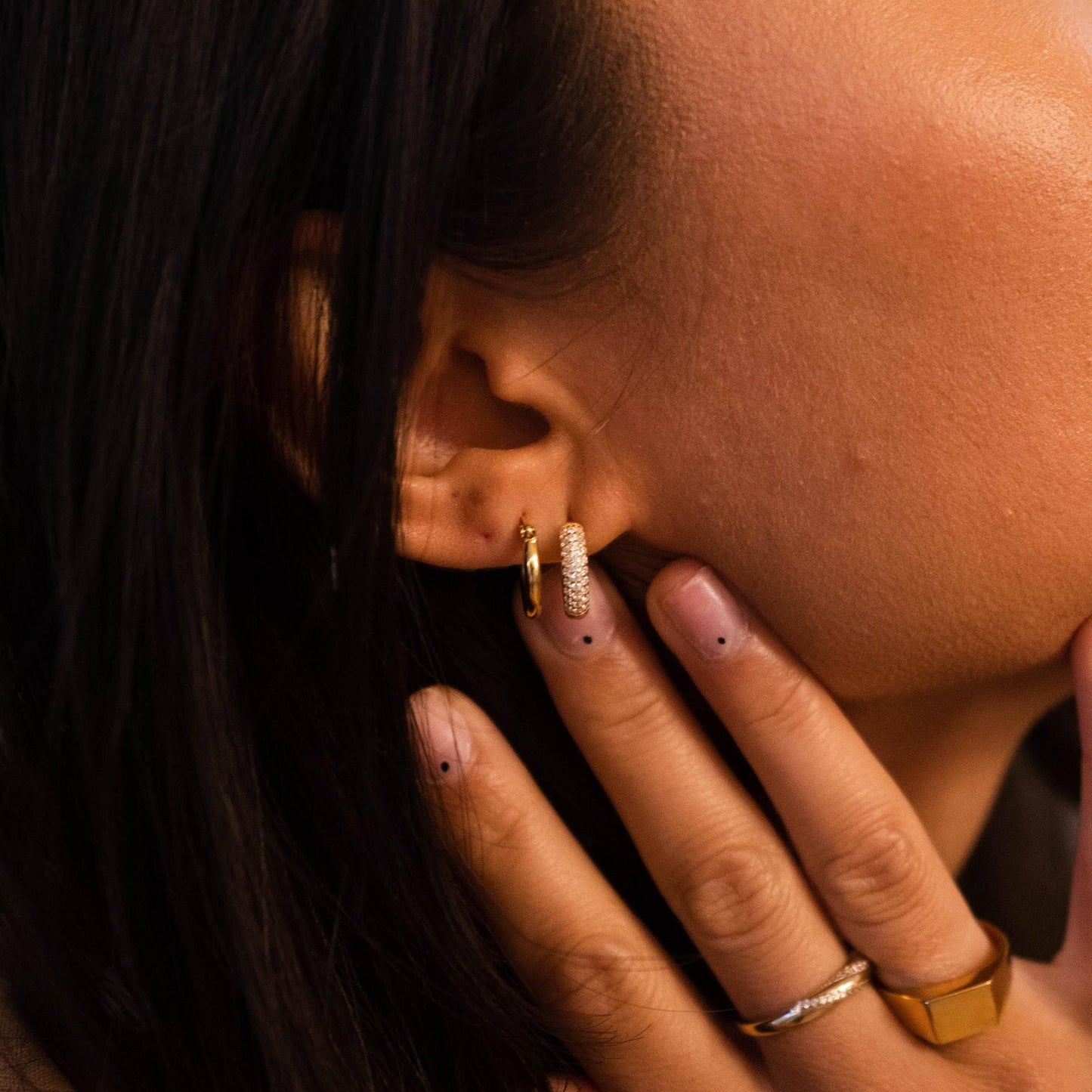 Sleeping earrings, Gold hoop earrings, Golden earrings