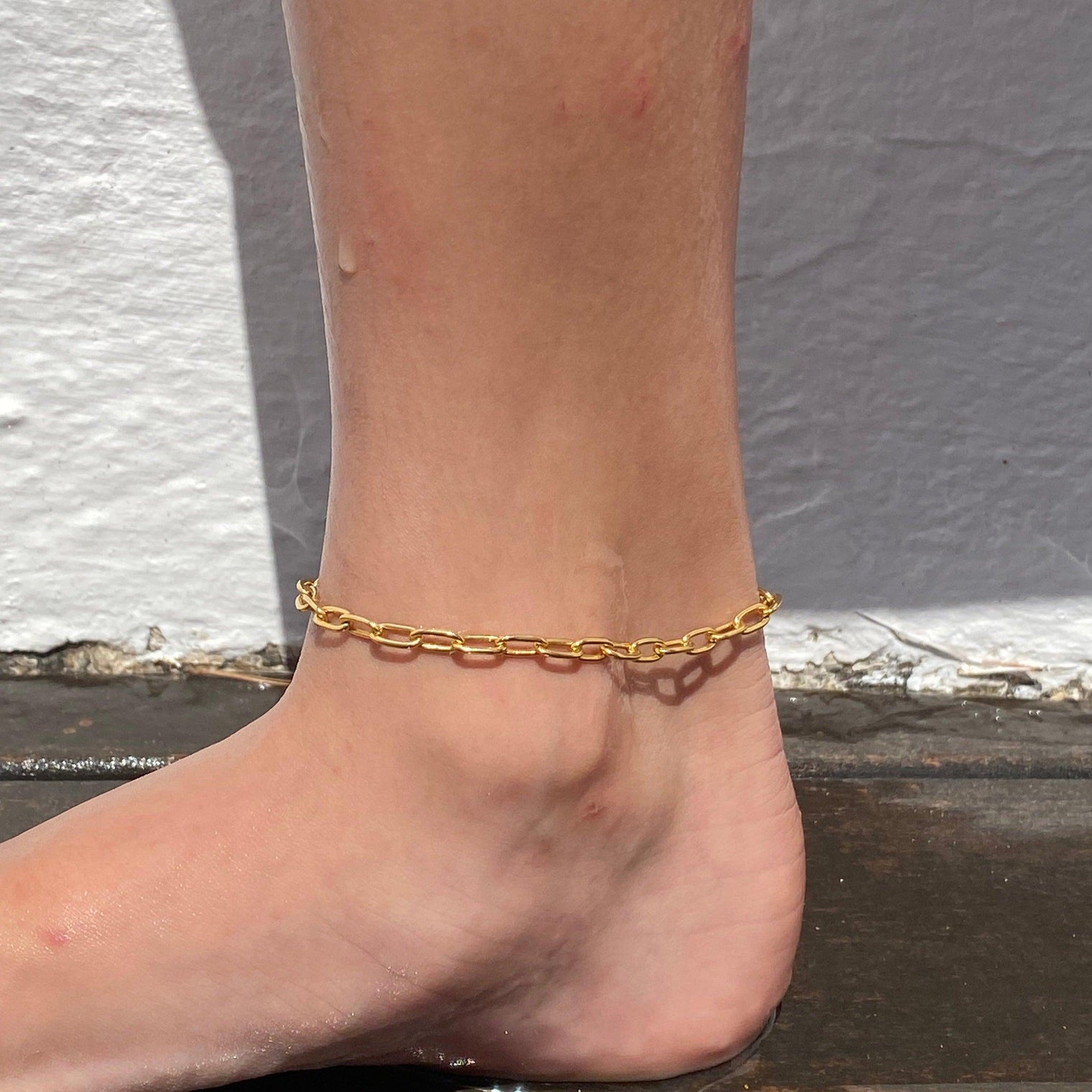 Minimal link anklet, Sustainable jewelry