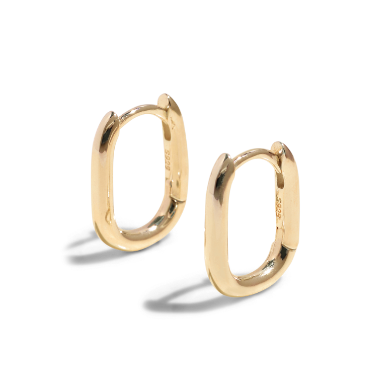 gold hoop earrings, Small oval hoops, Sleeping earrings