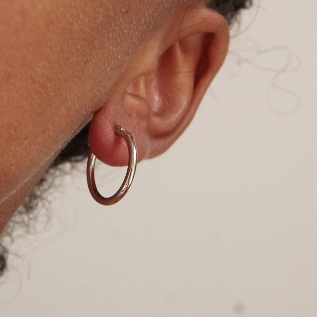 Silver hoop earrings, silver jewelry, perfect sleeping earrings