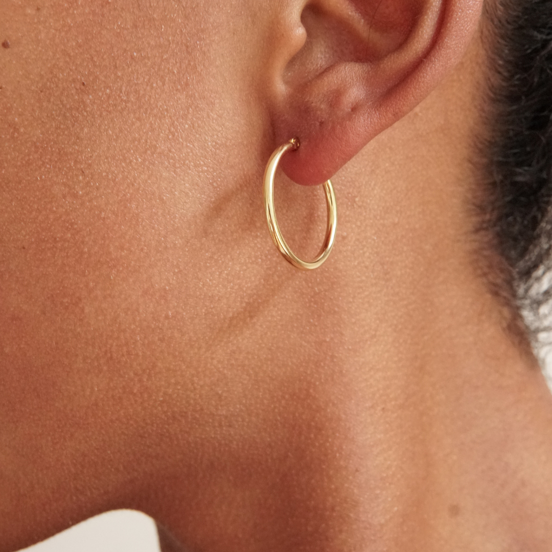 THE BASE HOOP LARGE - 18k gold plated