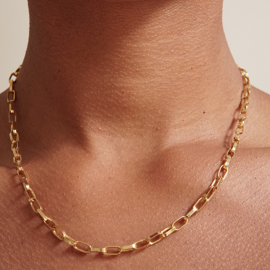 gold necklace, chain necklace