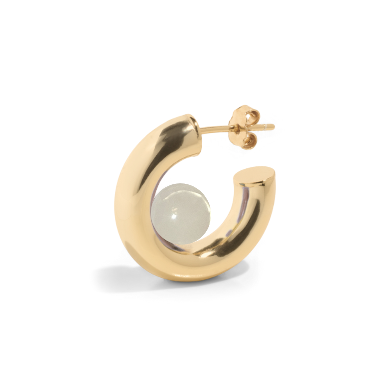THE YUNA HOOP WHITE QUARTZ - 18k gold vermeil
