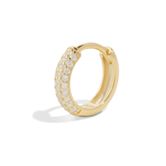 THE AURORA HUGGIE HOOP - Solid 14k yellow gold