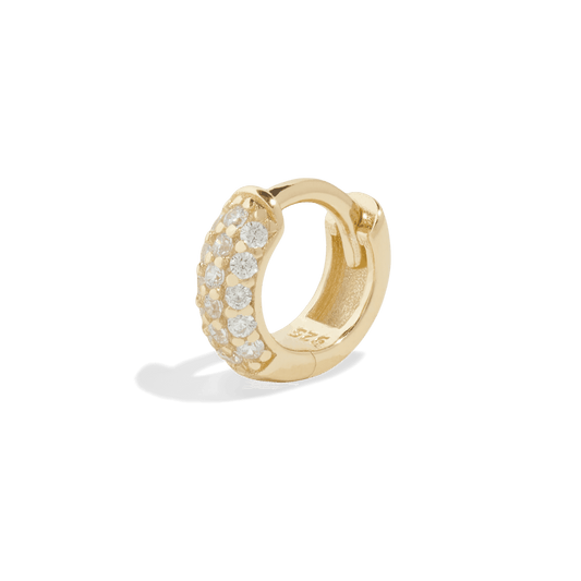 THE AURORA MINI HUGGIE HOOP - Solid 14k yellow gold