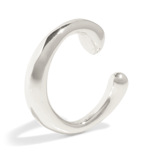 Silver minimalistic and organic shaped ear cuff