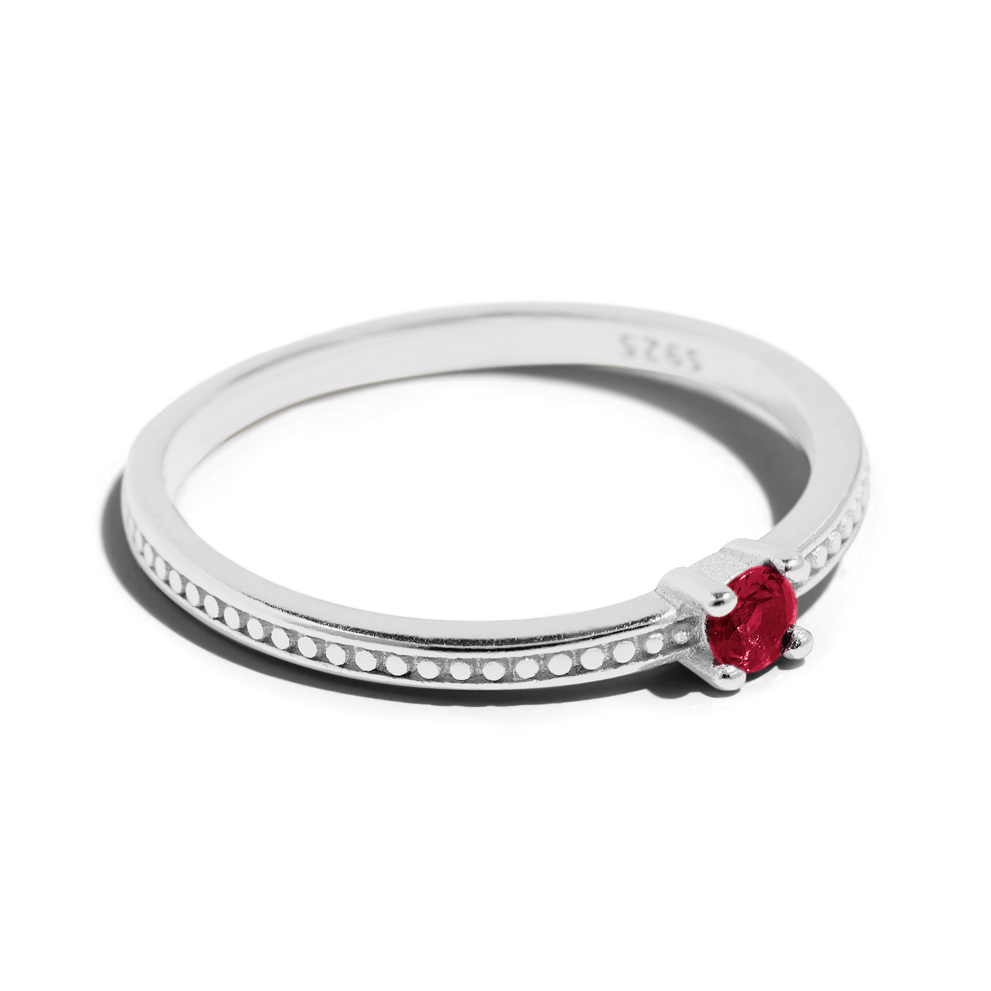 THE EMMA RING RED - Solid 14k white gold
