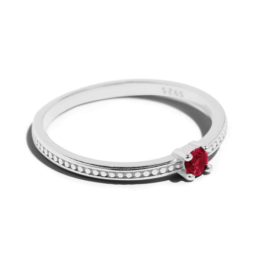 THE EMMA RING RED - Solid 14k white gold