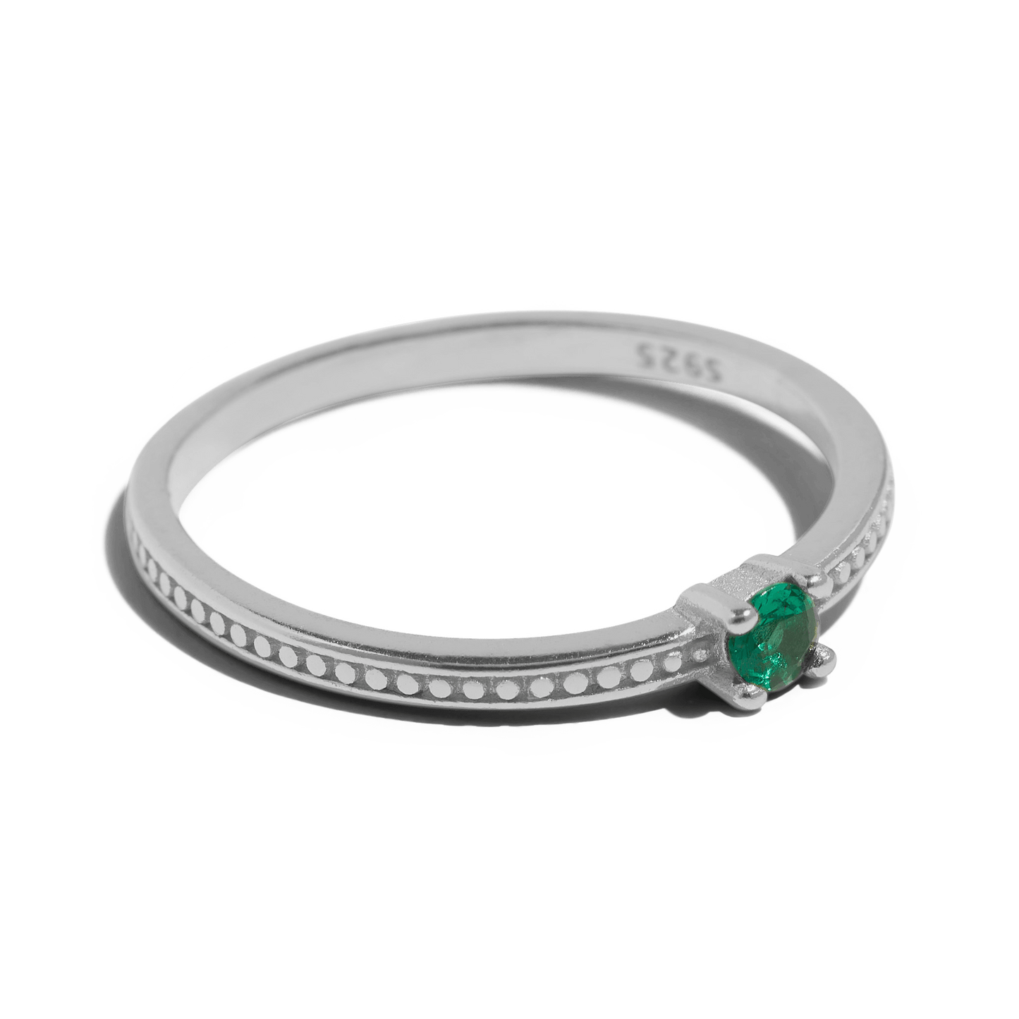 THE EMMA RING GREEN - Solid 14k white gold