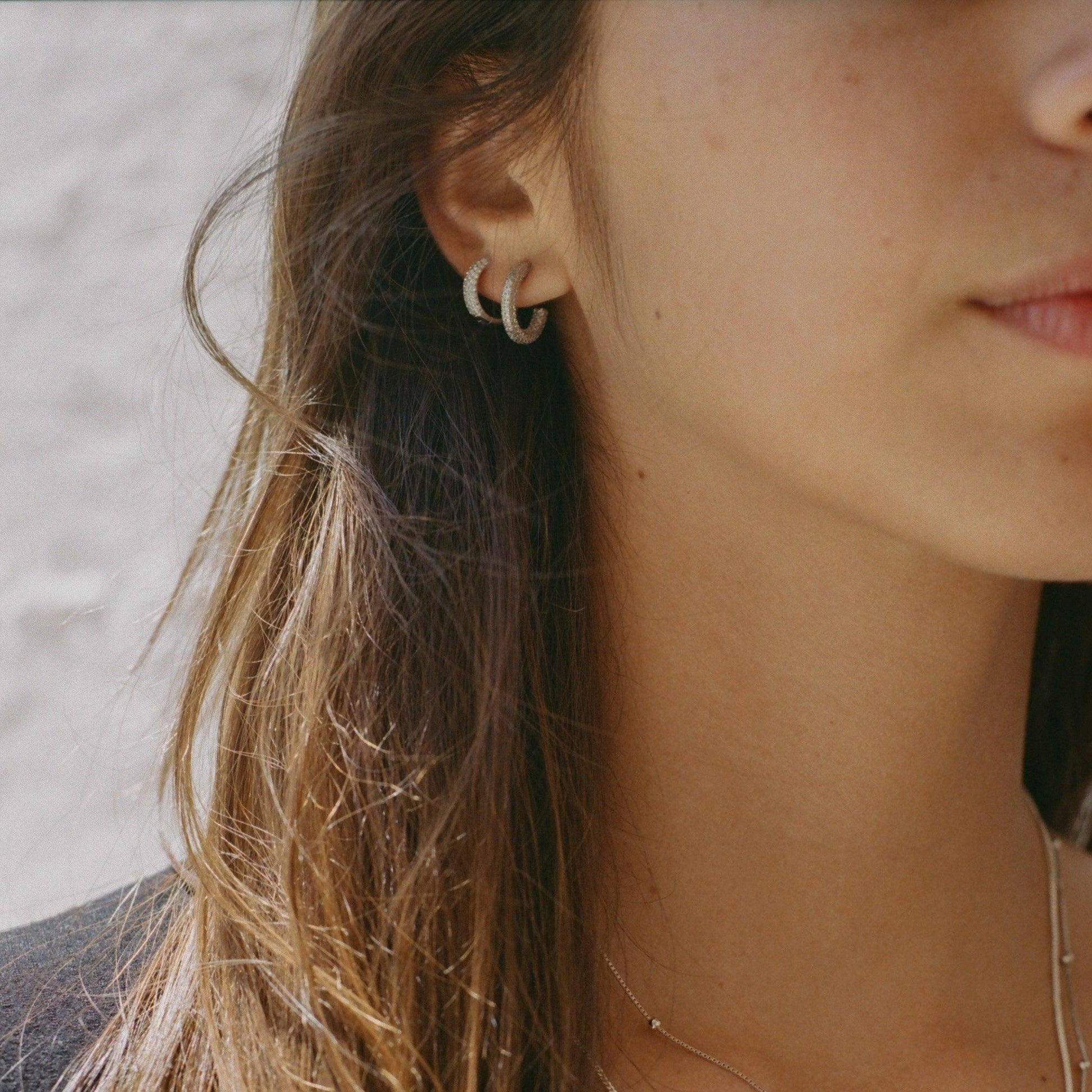 Sterling silver hoops, Sleeping earrings