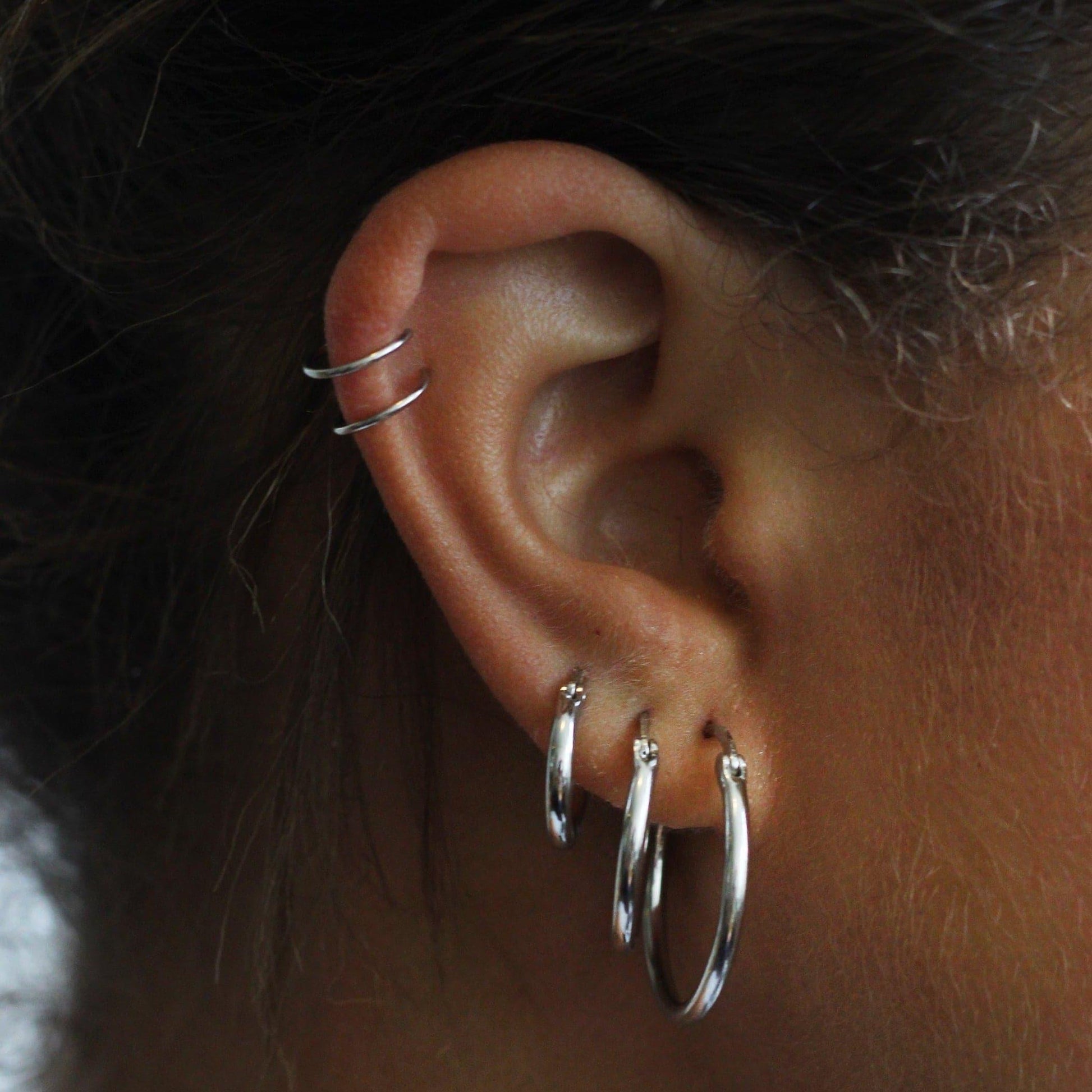 Sleeping earrings, Silver hoop earrings, silver jewelry
