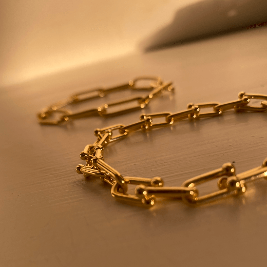 link bracelet, gold jewelry