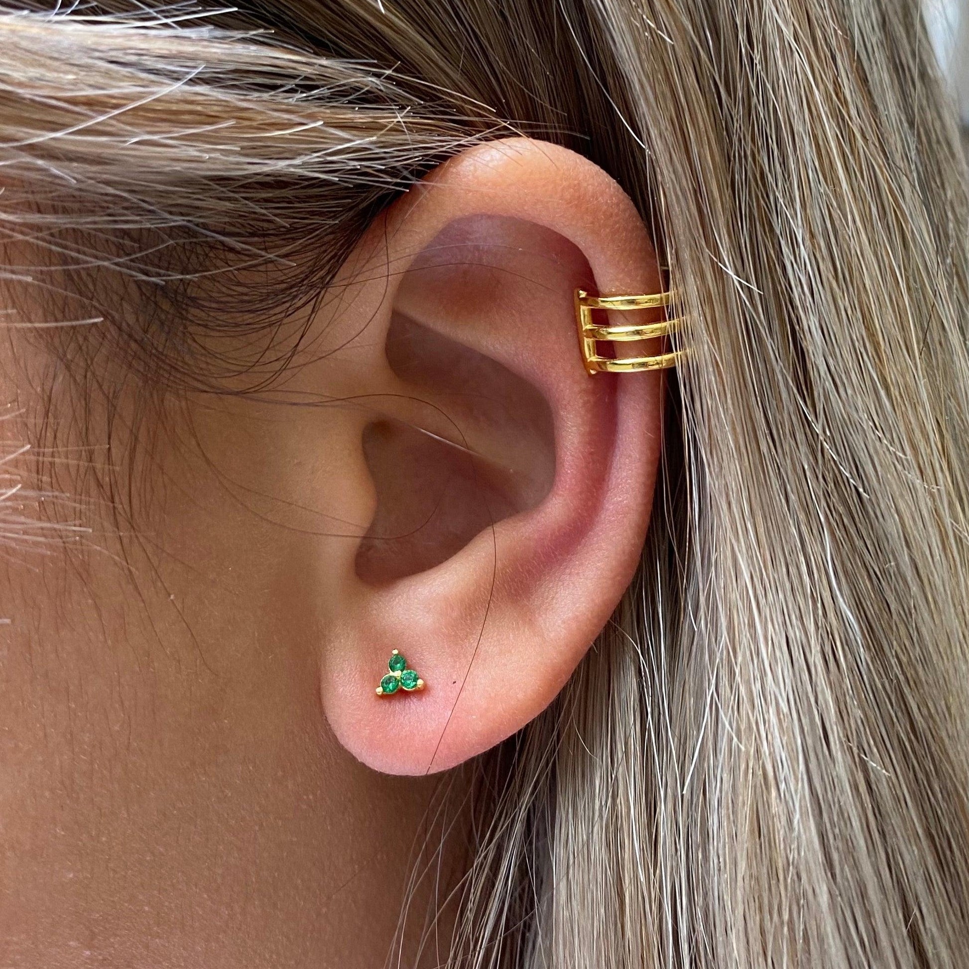 THE SALLY STUD GREEN - 18k gold plated - Bound Studios