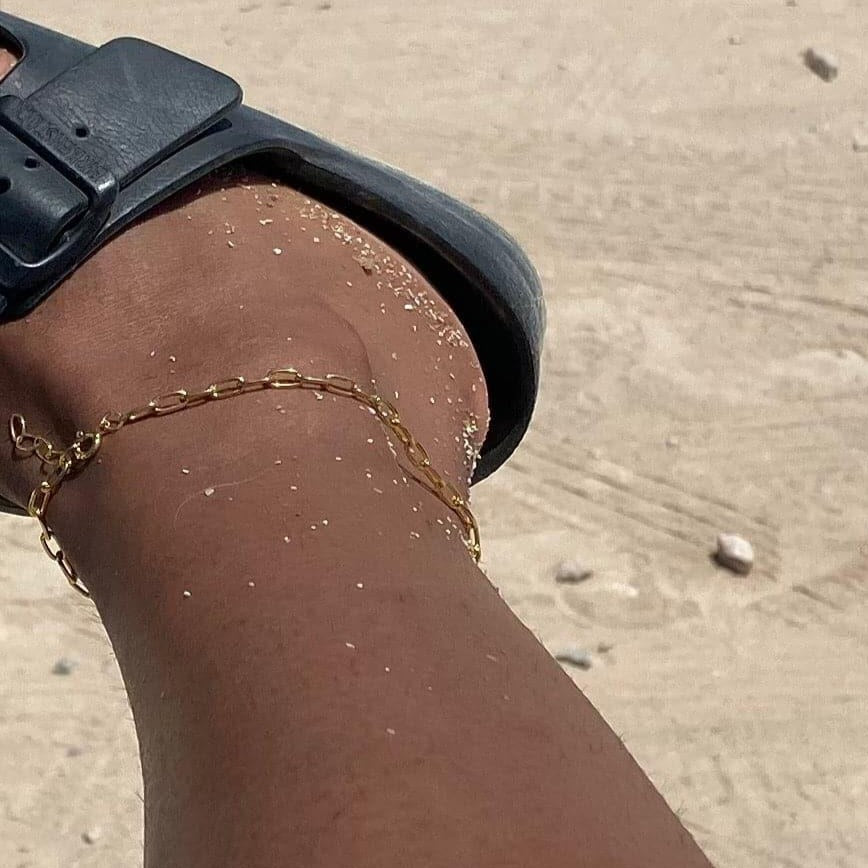 Minimal link anklet, Sustainable jewelry
