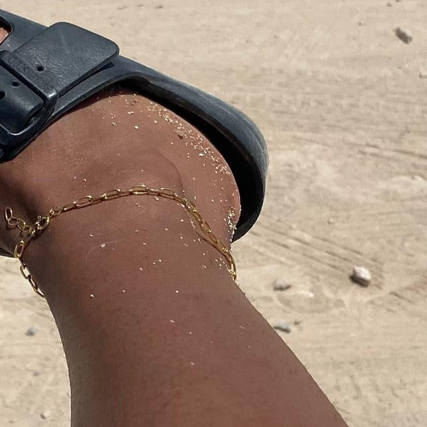 Minimal link anklet, Sustainable jewelry