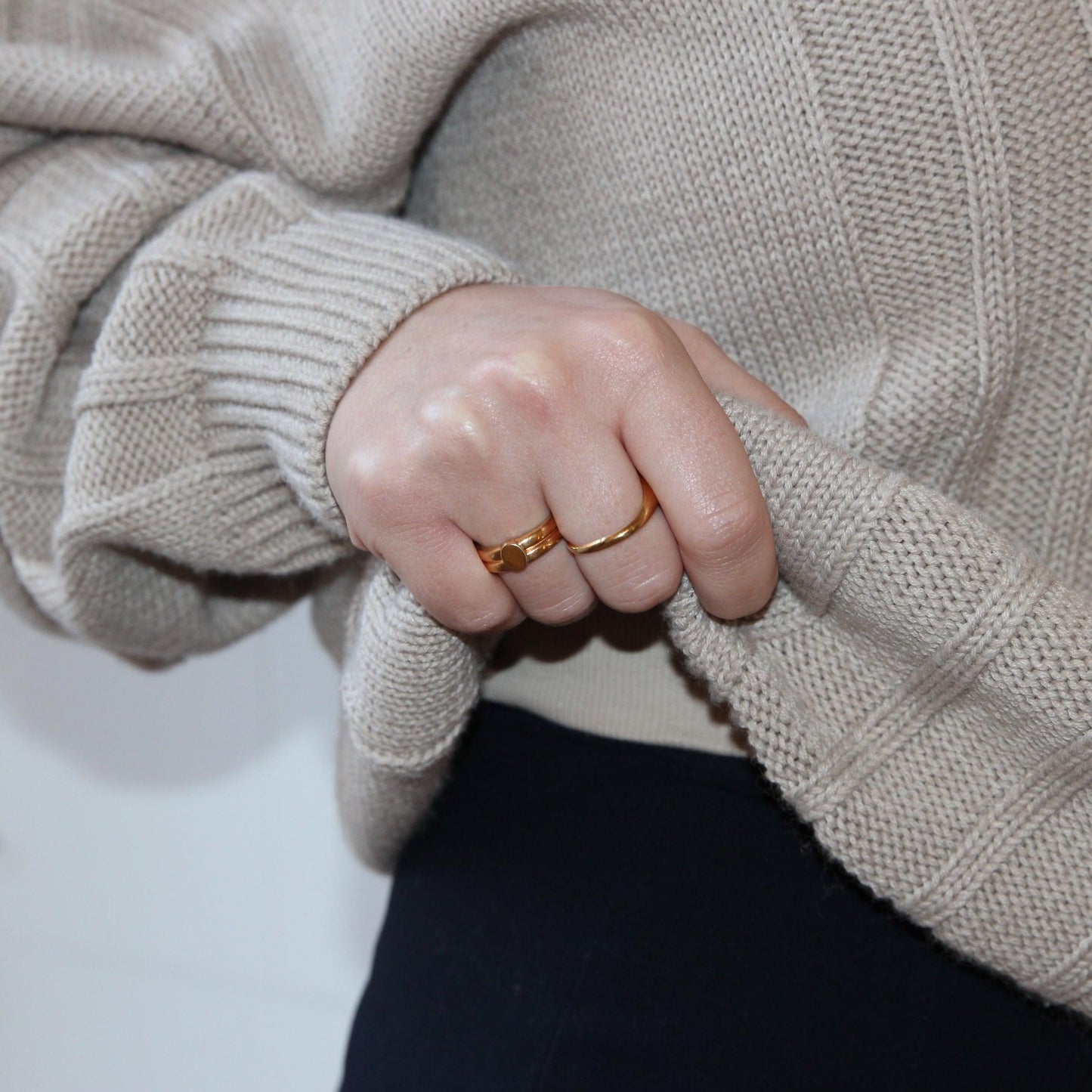 Bold double signet ring, 14k jewelry