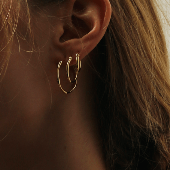 Irregular hoops, Sleeping earrings