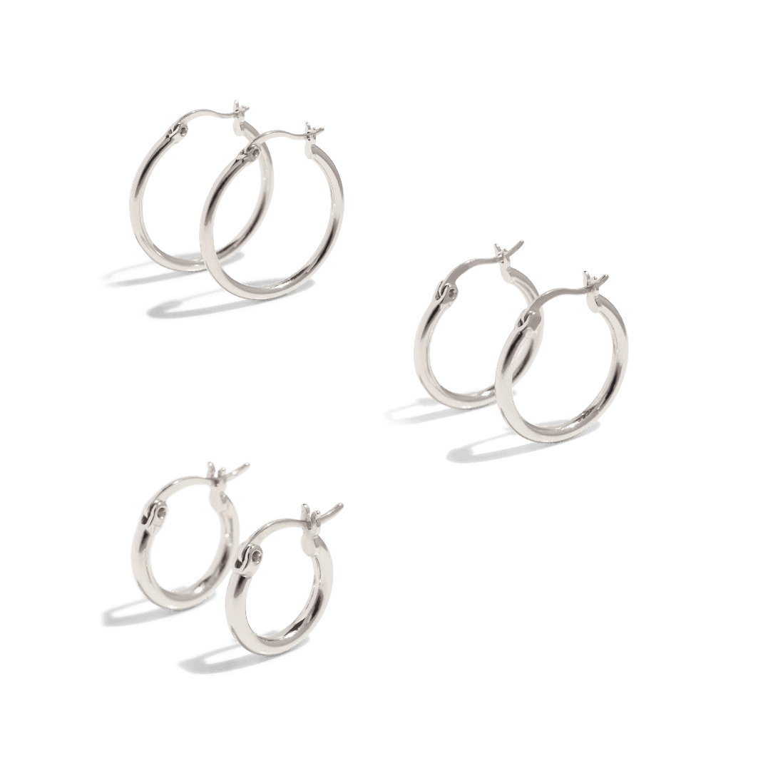 Small silver on sale hoops set