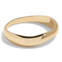 Gold ring with a smooth, slightly irregular band, combining modern design with a minimalist look. This packshot highlights the ring's polished finish and unique shape