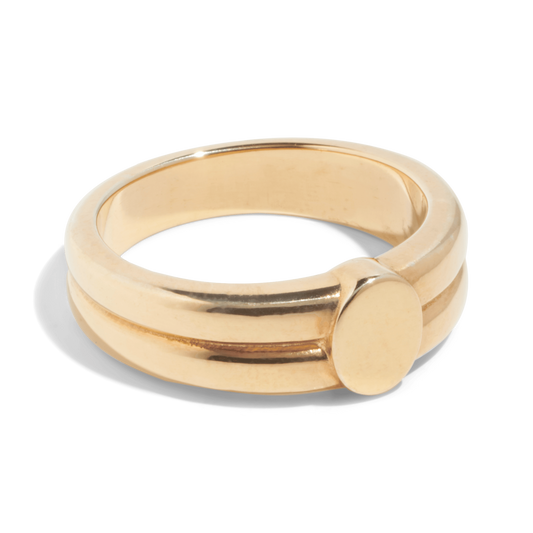 Bold double signet ring, 14k jewelry