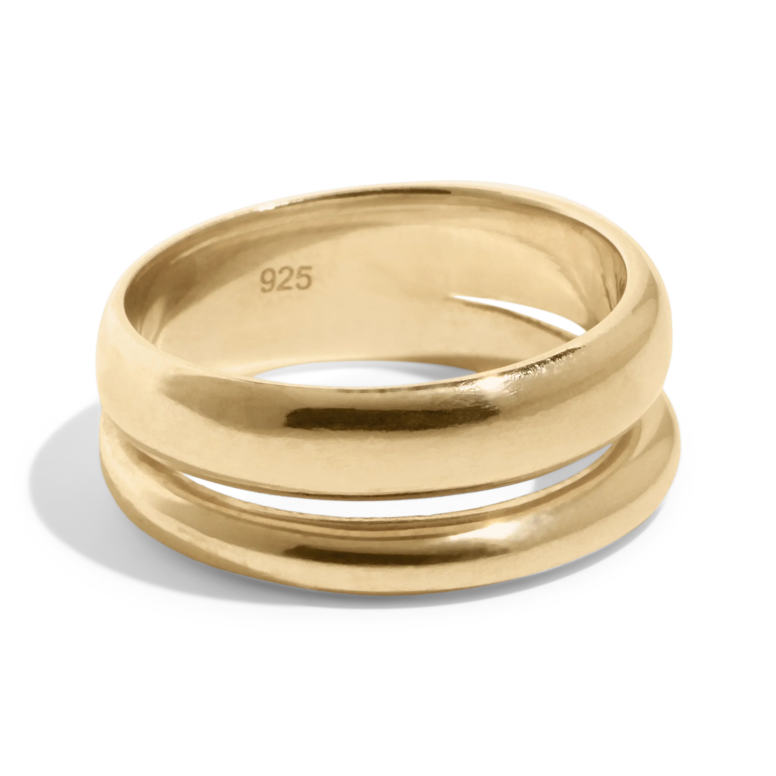 Double band gold ring. One thicker band and one thiner. Well polished